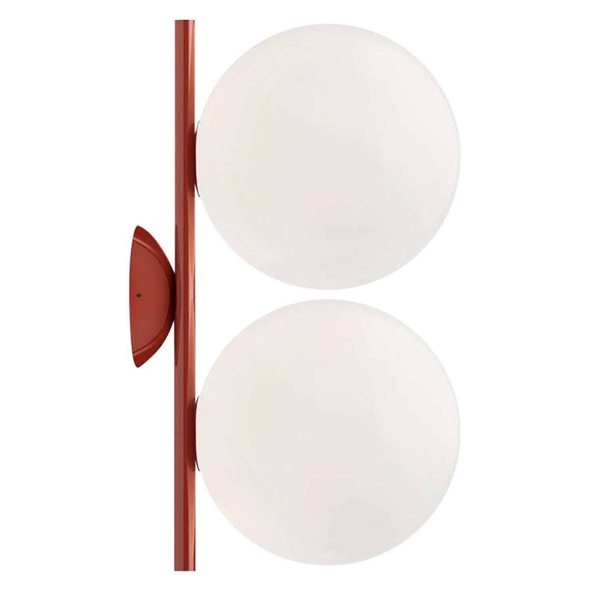 Flos IC Lights C/W1 Double Ceiling/Wall Sconce in Burgundy by Michael