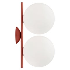 Flos IC Lights C/W1 Double Ceiling/Wall Sconce in Burgundy by Michael