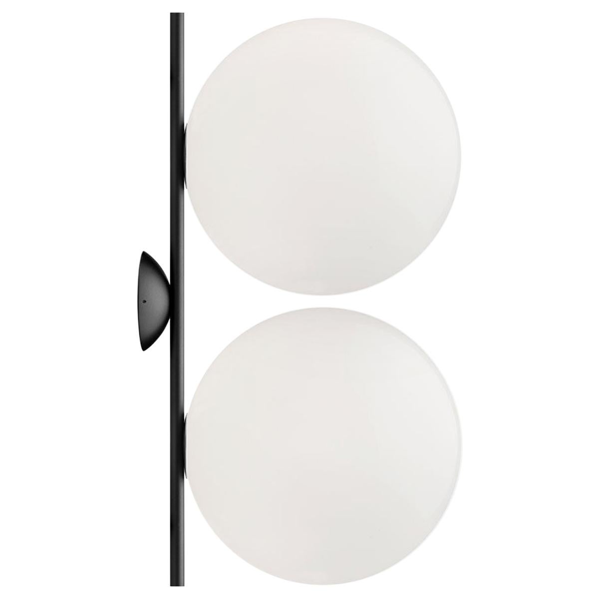 Flos IC Lights C/W2 Double Ceiling/Wall Sconce in Black by Michael Anastassiades