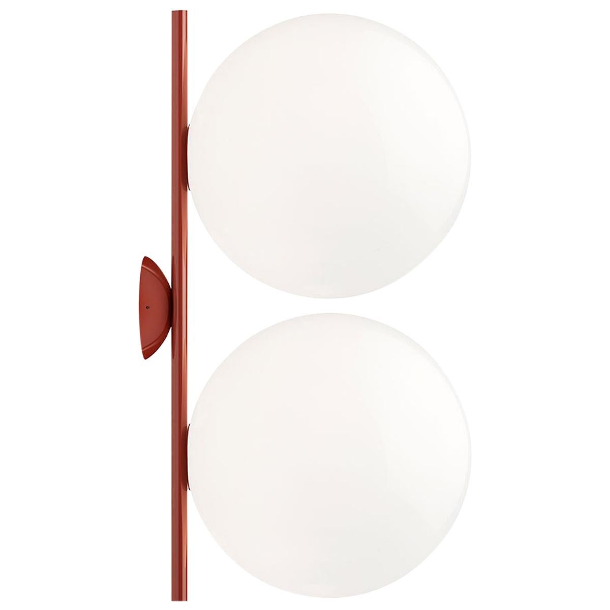 Flos IC Lights C/W2 Double Ceiling/Wall Sconce in Burgundy by Michael