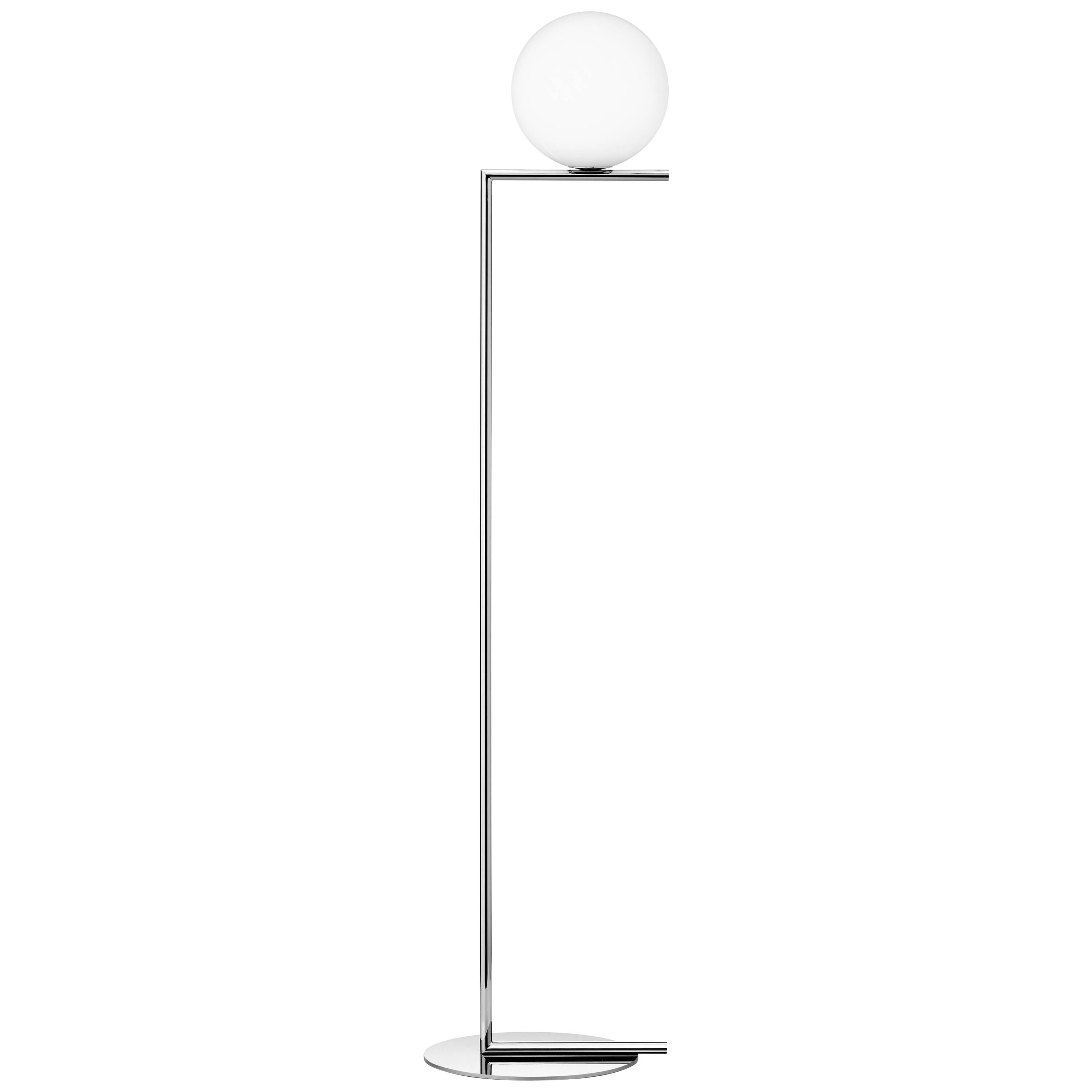 Michael Anastassiades Moderne Stehlampe mit Chromstahlsockel und Glas für FLOS