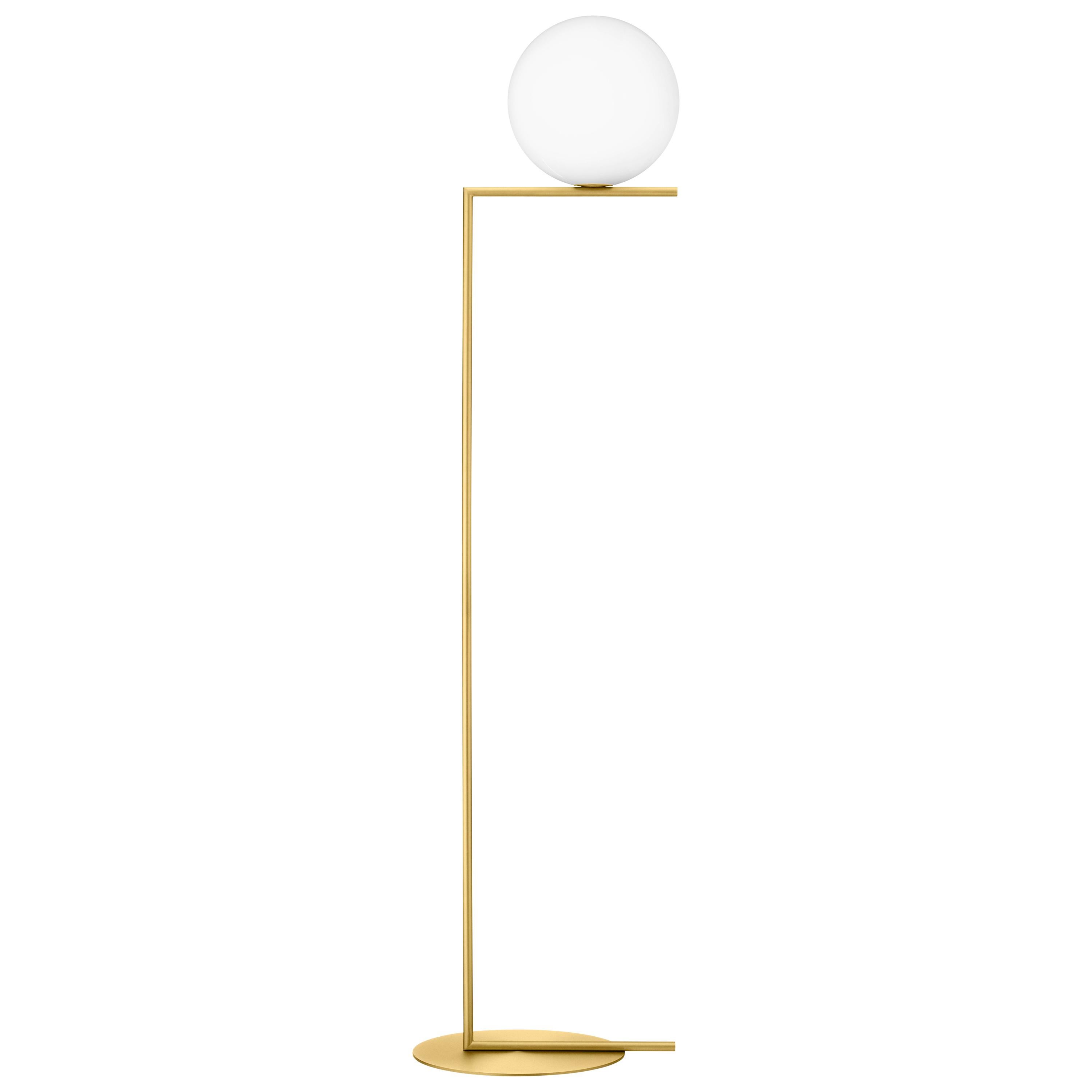 Michael Anastassiades Modern Tall Floor lamp, Brass Base & Glass for FLOS