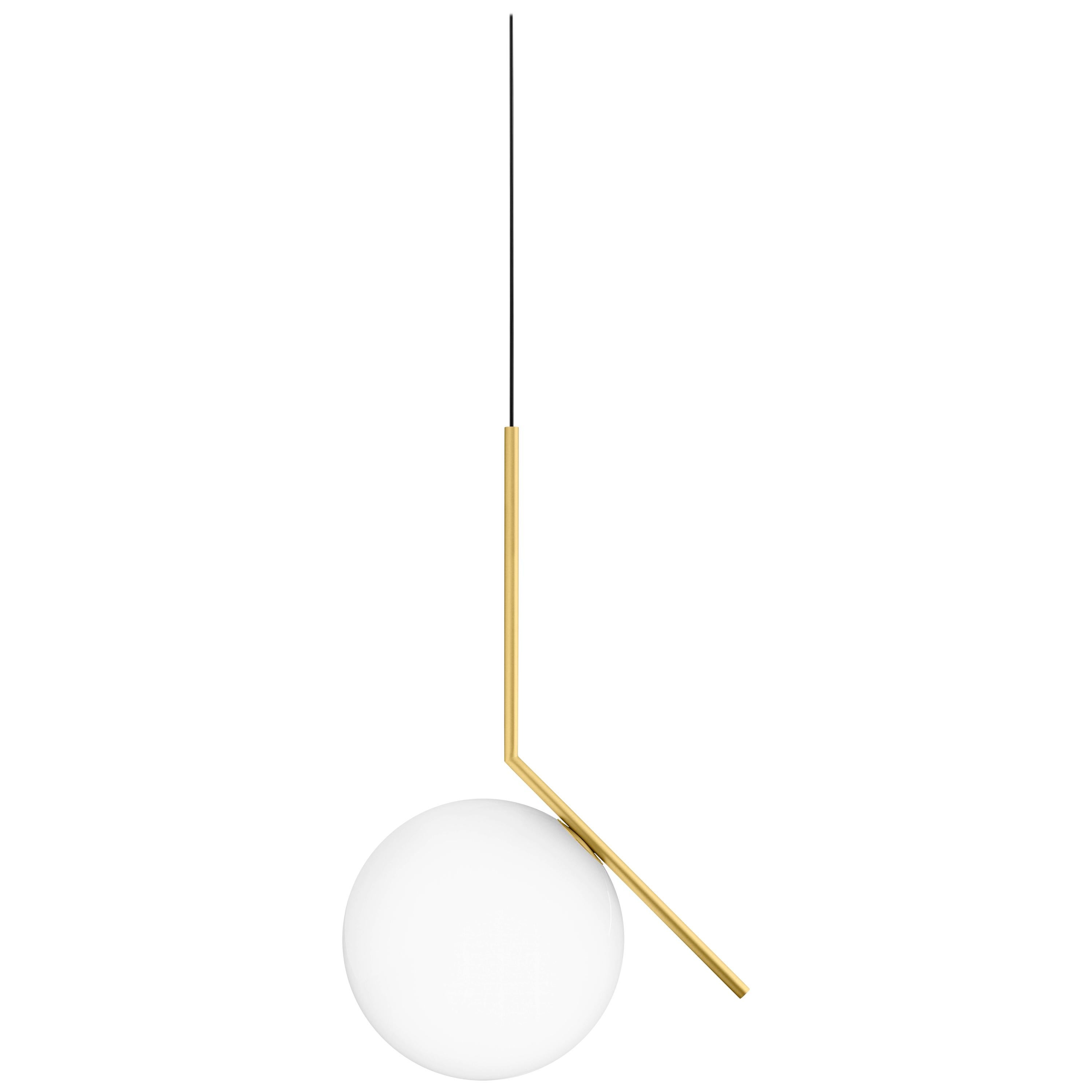 Michael Anastassiades Modern Minimalist Brass & Glass S2 Pendant Light for FLOS For Sale
