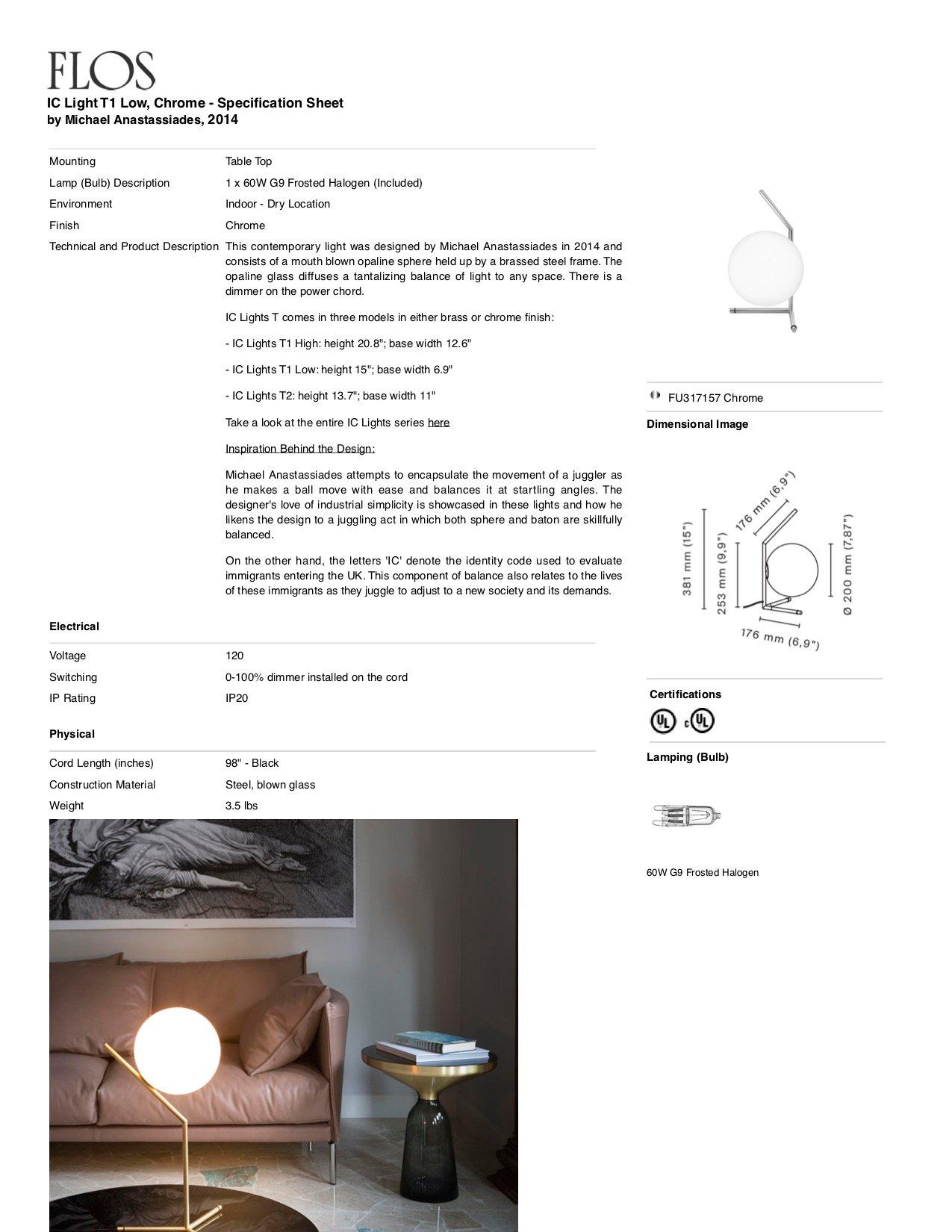 Contemporary Michael Anastassiades Modern Minimalist Chrome & Glass Table Desk Lamp for FLOS For Sale