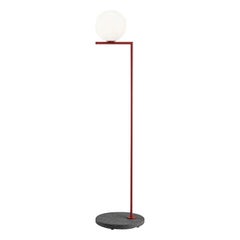 Flos IC Outdoor F1 Floor Light in Black Lava and Red Burgundy