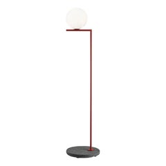 Flos IC Outdoor F2 Floor Light in Black Lava and Red Burgundy