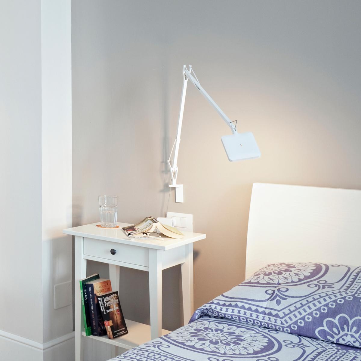 Modern FLOS Kelvin Edge LED Tension Table Lamp in White by Antonio Citterio