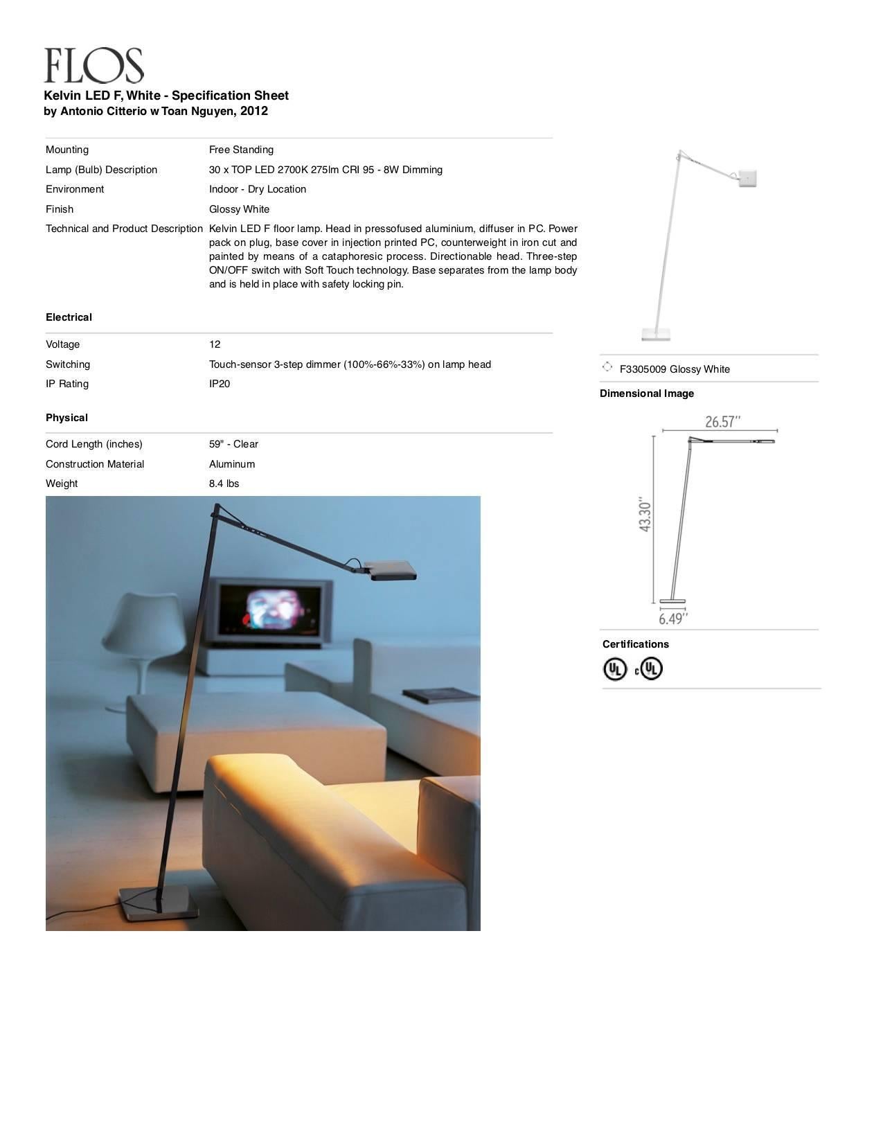 FLOS Kelvin Led F Stehlampe in Weiß von Antonio Citterio & Toan Nguyen im Zustand „Neu“ im Angebot in Brooklyn, NY