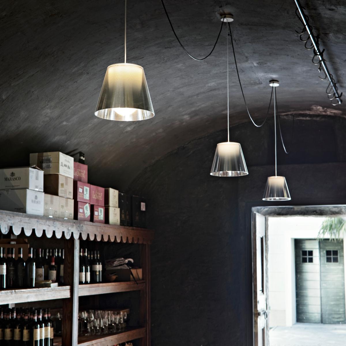 Contemporary FLOS Ktribe S1 Halogen Pendant Light in Aluminized Silver by Philippe Starck For Sale