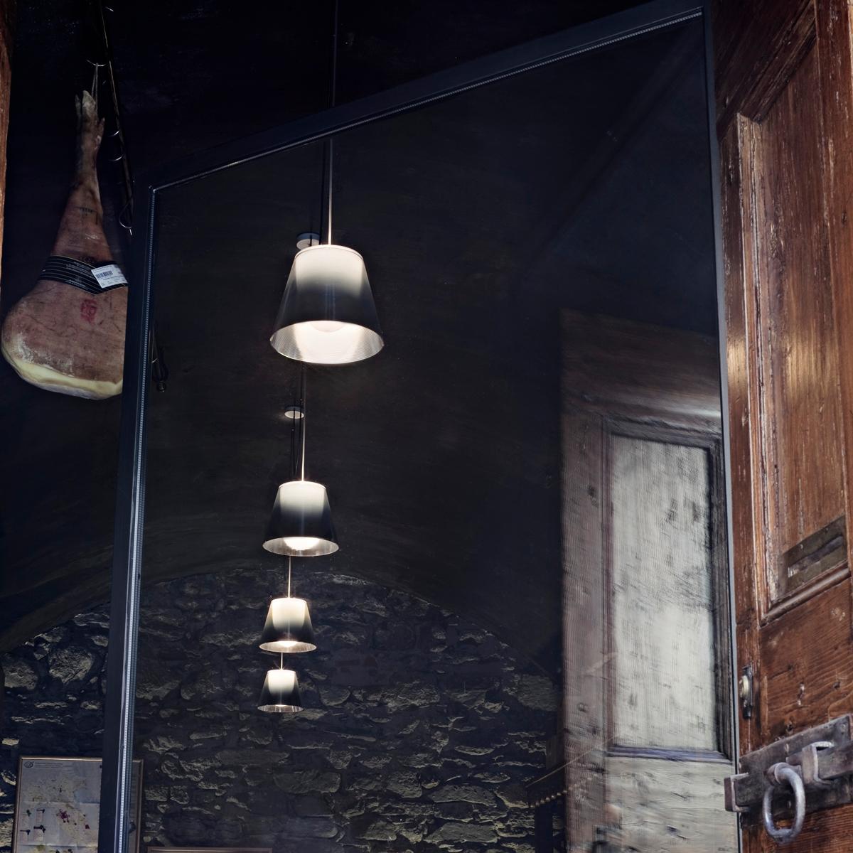 Italian FLOS Ktribe S3 Halogen Pendant Light in Transparent by Philippe Starck