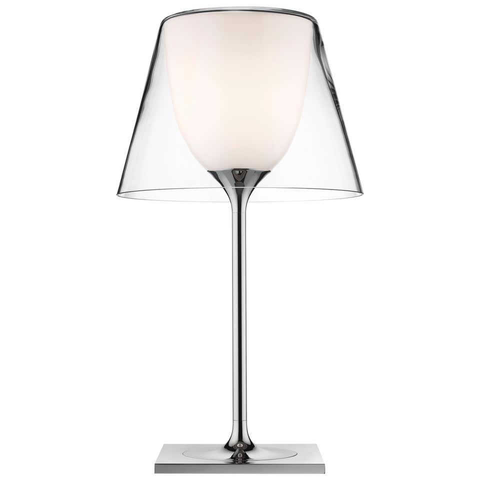 FLOS Ktribe T1 Table Lamp in Chrome with Fumèe Diffuser by Philippe FLOS Ktribe T1 Table Lamp in Chrome with Fumèe Diffuser by Philippe