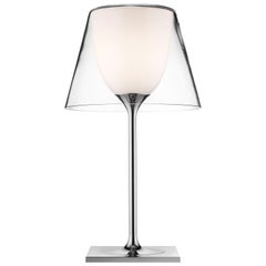 FLOS Ktribe T1 Glass Table Lamp in Chrome with Glass Diffuser by Philippe Starck