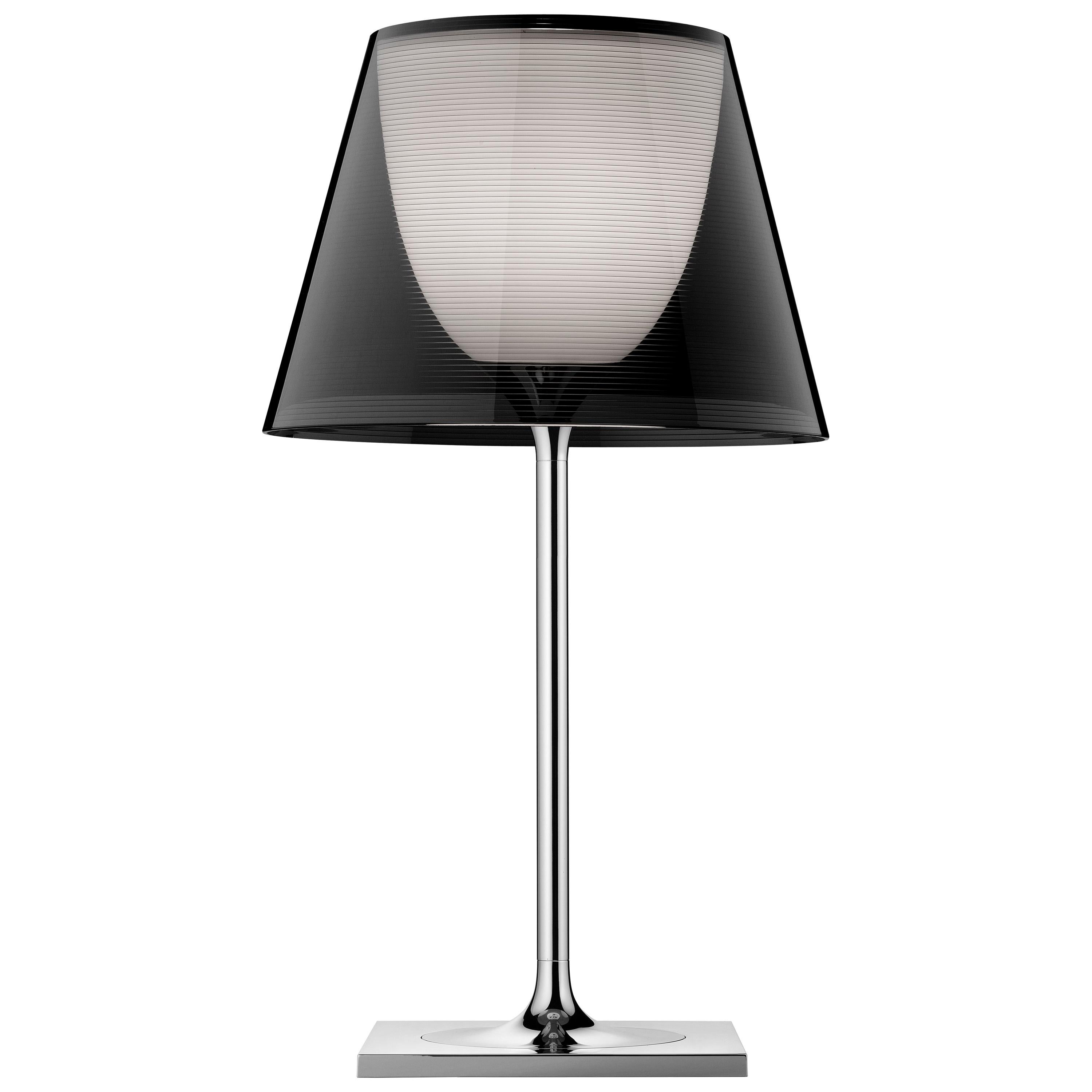 Lampe de bureau FLOS Ktribe T1 en chrome avec diffuseur Fumèe de Philippe Starck