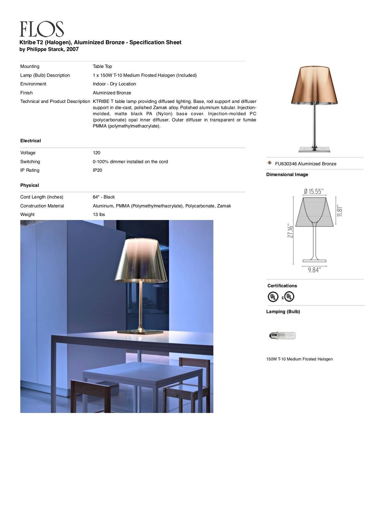 Lampe de bureau halogène FLOS Ktribe T2 en bronzealuminium par Philippe Starck Neuf - En vente à Brooklyn, NY