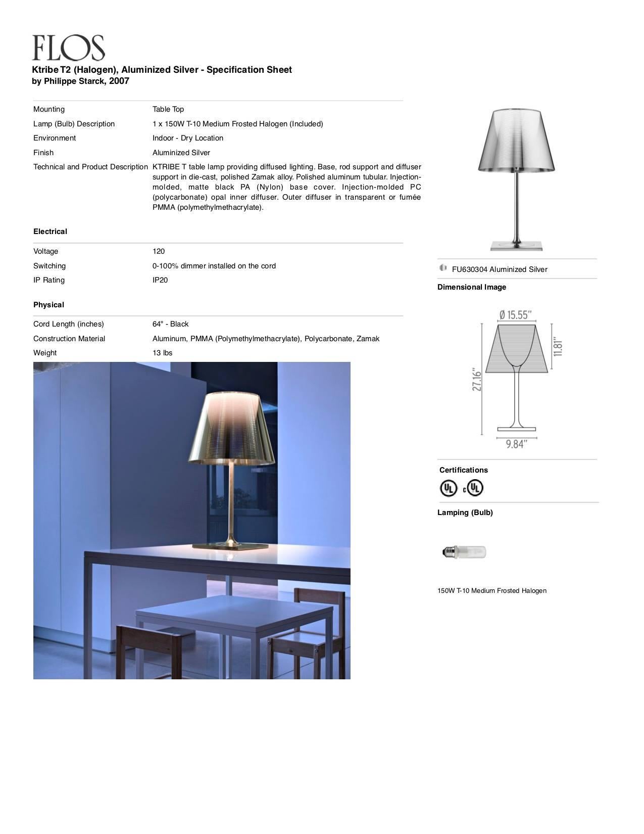 italien Lampe de bureau halogène FLOS Ktribe T2 en argentaluminium par Philippe Starck