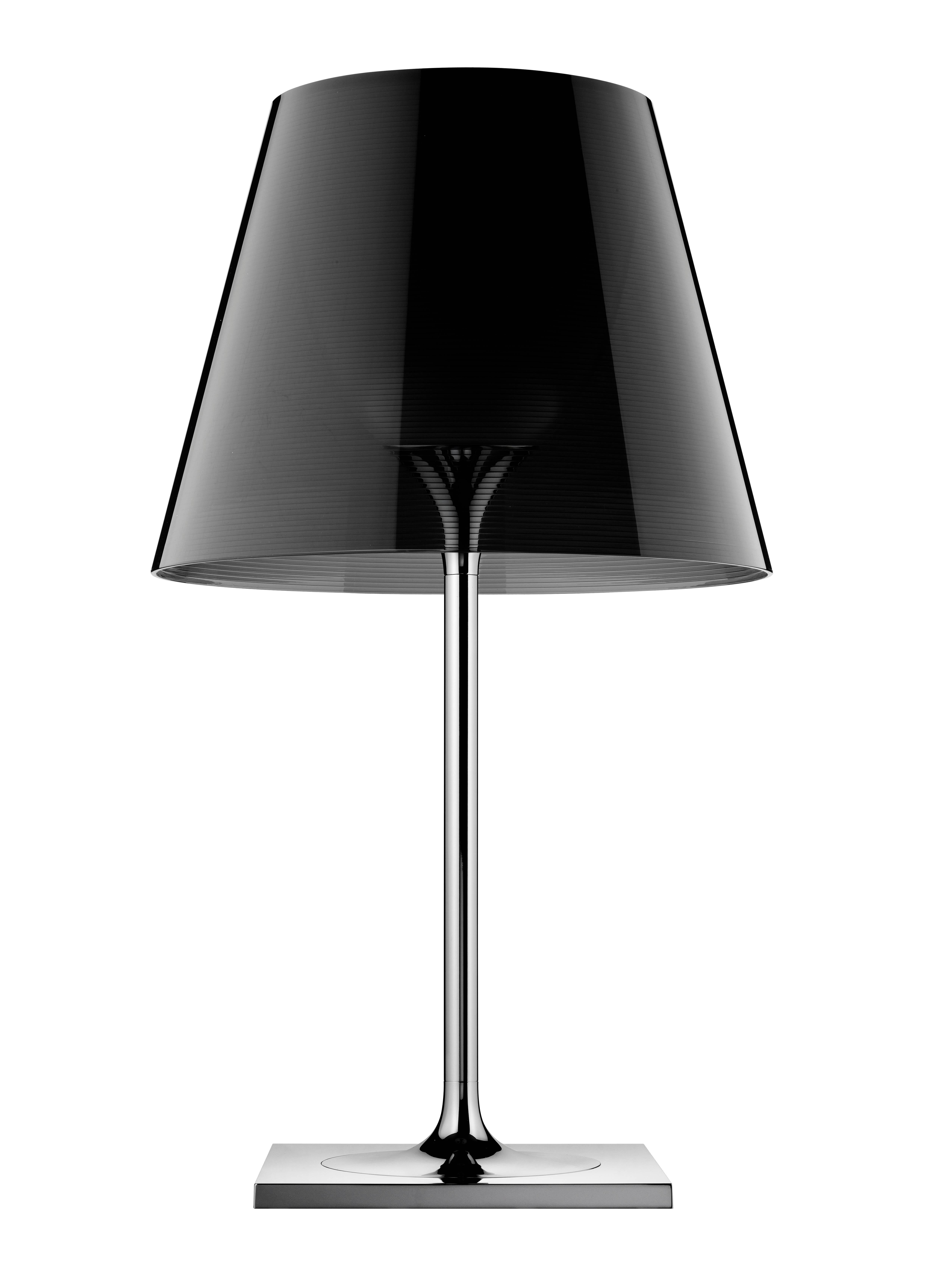 A member of the Ktribe family of products, this inspiring table light provides diffused light through a transparent diffuser that gracefully moves the eye upward. The base, rod, and diffuser support are die-cast, polished Zamak alloy. It features