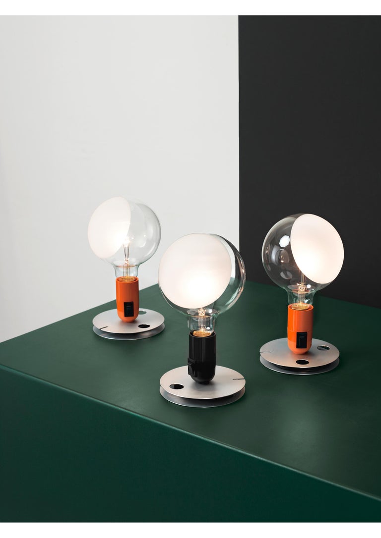 Italian Castiglioni Modern Decorative LED Table or Desk Lamp in Orange & Black for FLOS For Sale