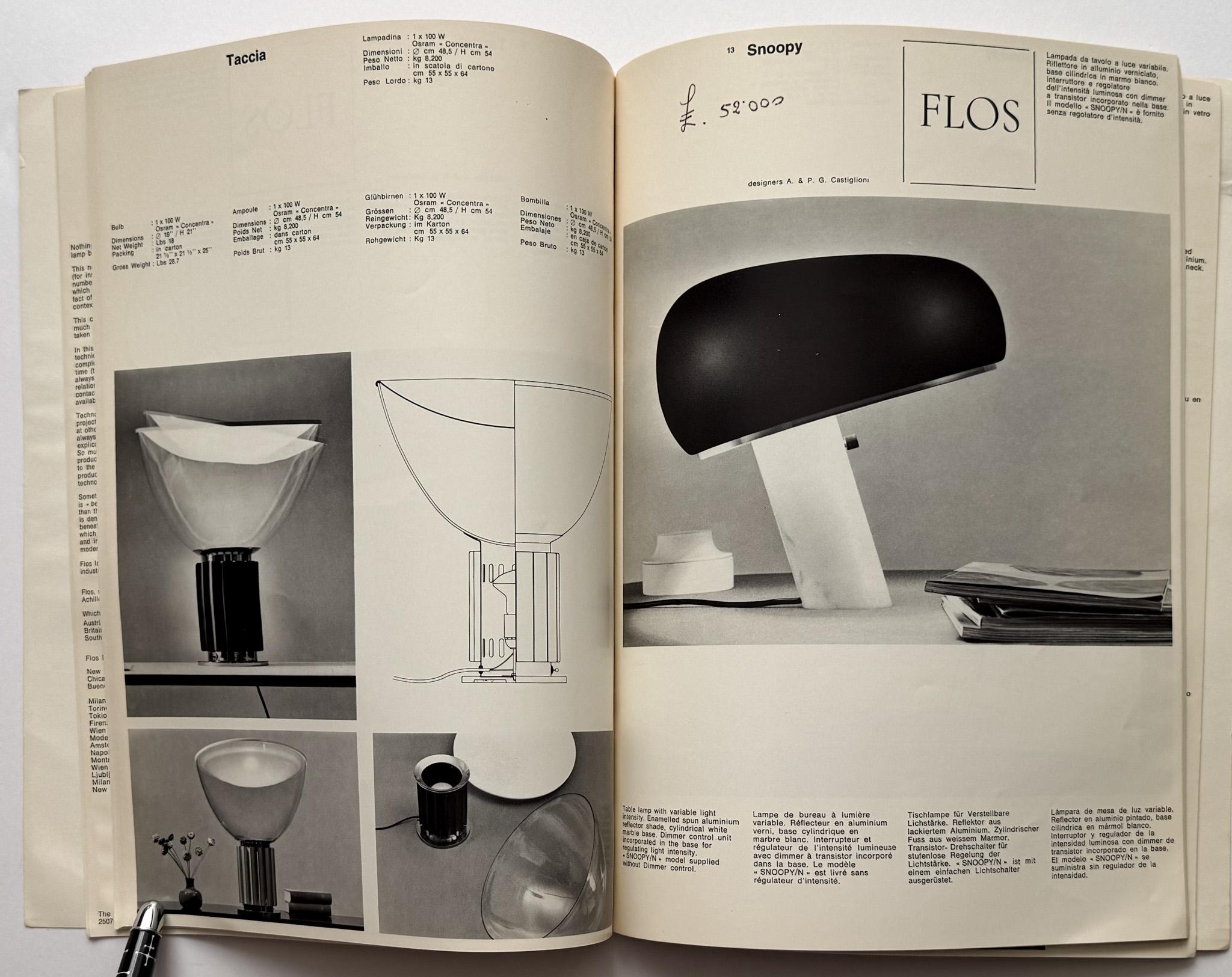 italien Catalogue d'éclairage de Flos, 1968 en vente