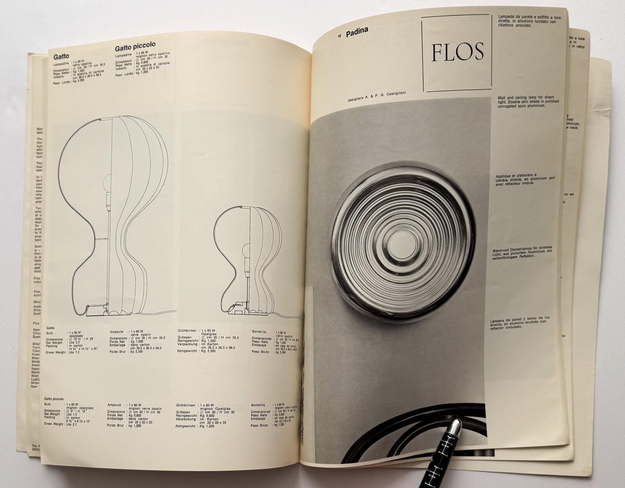 Papier Catalogue d'éclairage de Flos, 1968 en vente
