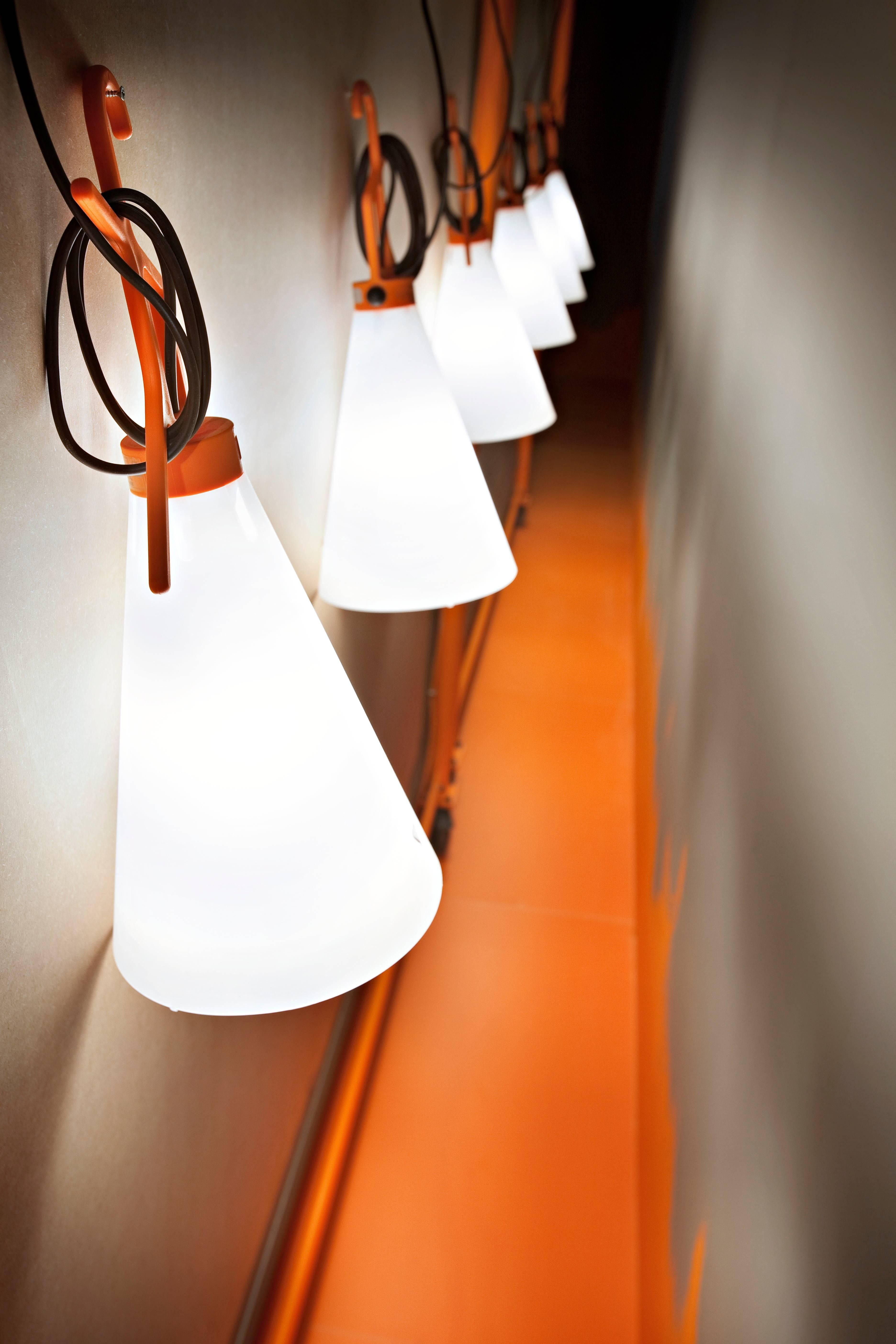 Modern FLOS May Day Table Lamp in Orange by Konstantin Grcic For Sale