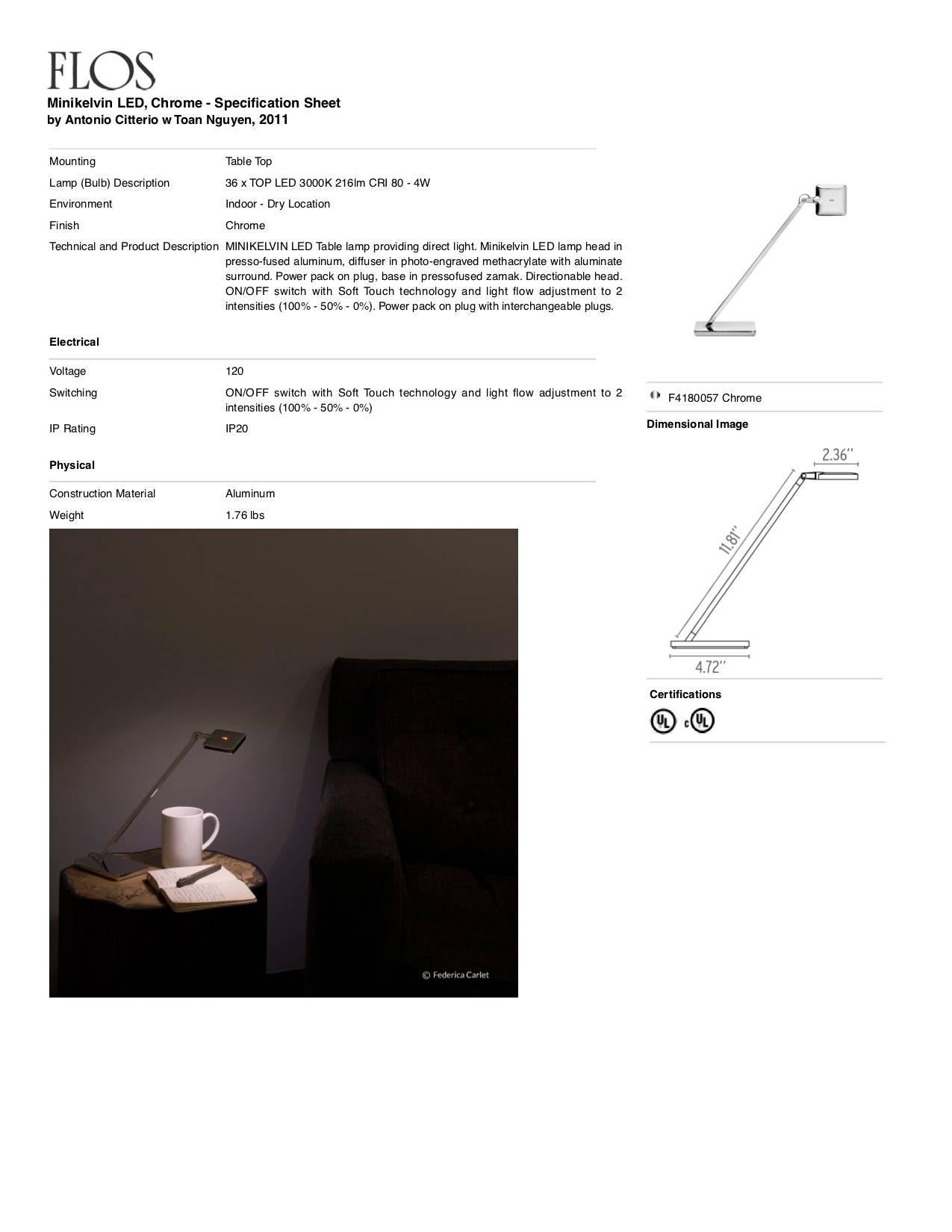 FLOS Minikelvin LED Chrome Table Lamp by Antonio Citterio w/ Toan Nguyen In New Condition In Brooklyn, NY