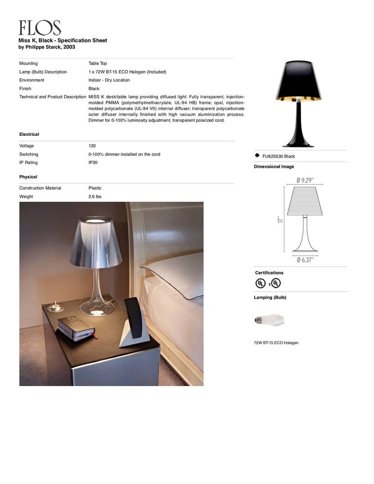 FLOS Miss K Table Lamp in Black by Philippe Starck For Sale at 1stDibs