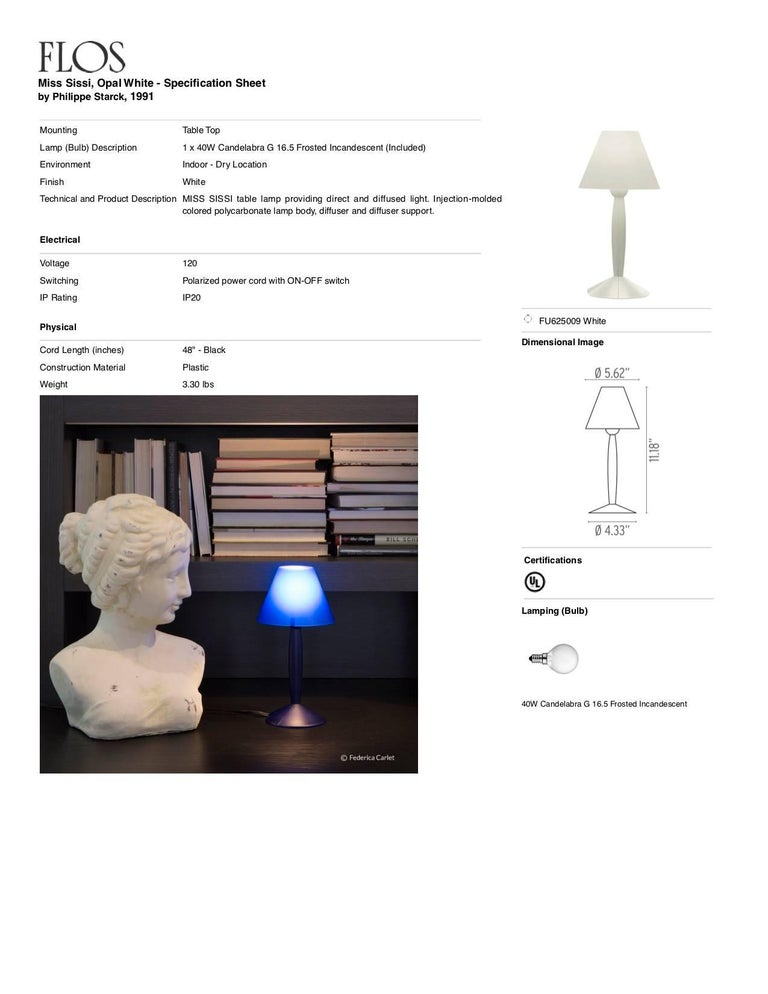 FLOS Miss Sissi Table Lamp in Opal White by Philippe Starck For Sale at  1stDibs