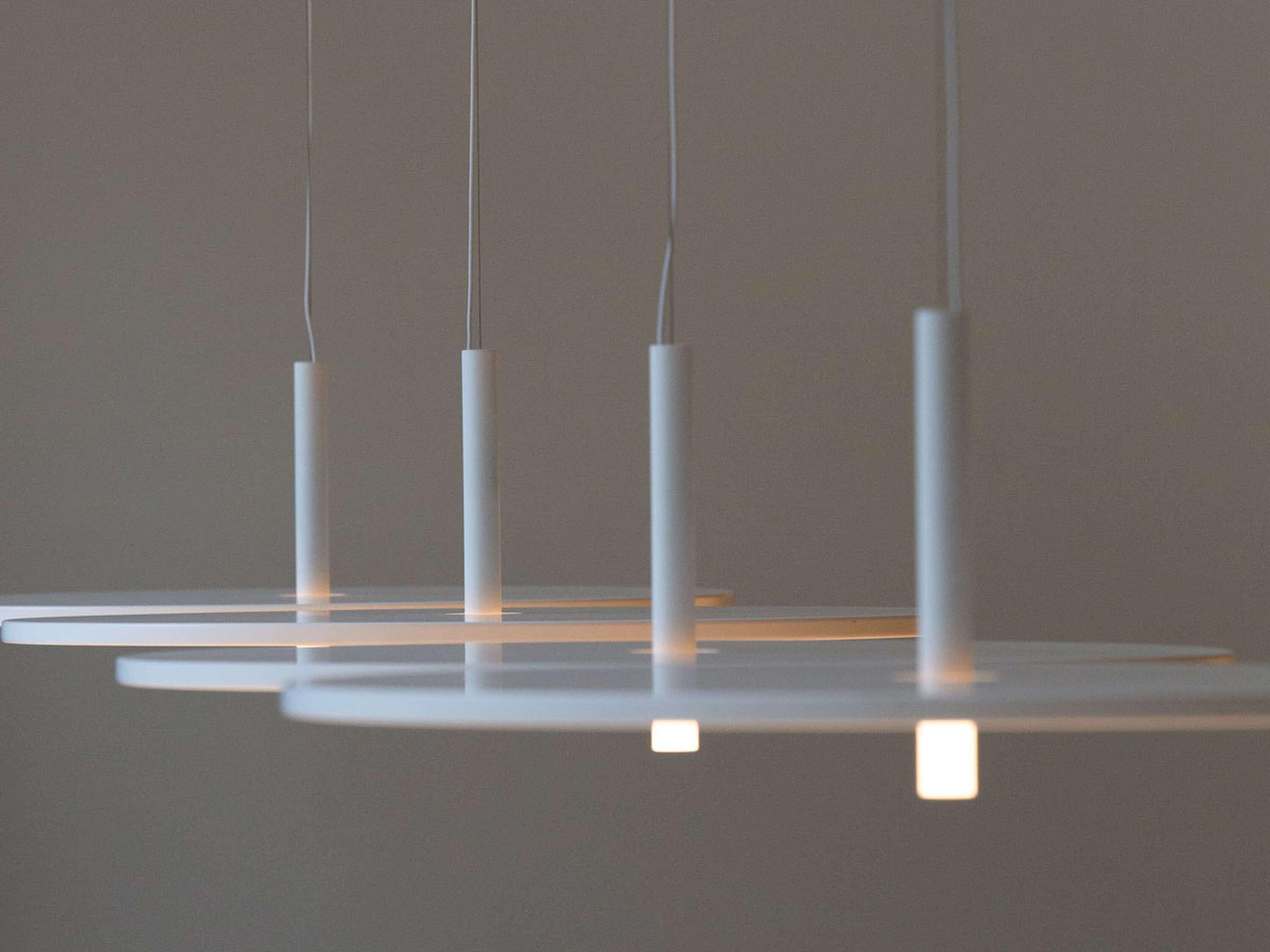 Contemporary Flos My Disc Suspended Lamp of Aluminum and Polycarbonate in Matt White Color For Sale