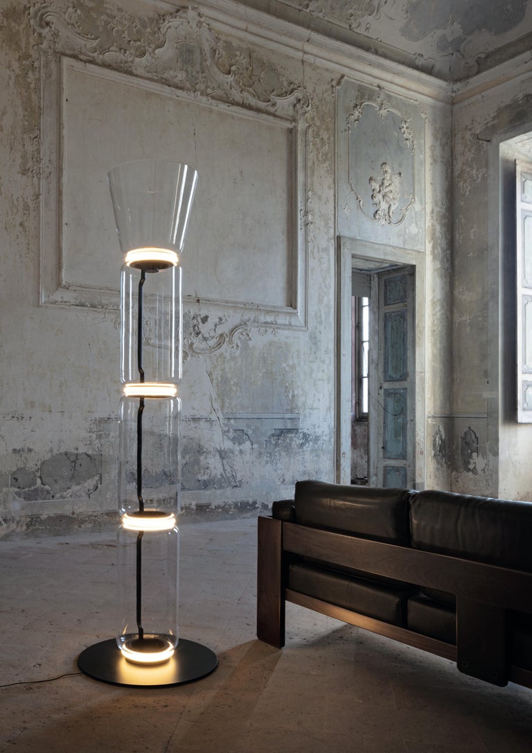 Flos Noctambule Floor Lamp with 3 Cylinders, Cone, and Base by