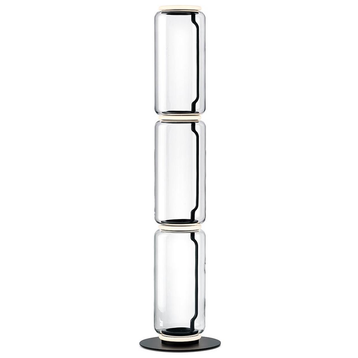 Flos Noctambule Floor Lamp with 3 High Cylinders and Base by Konstantin Grcic