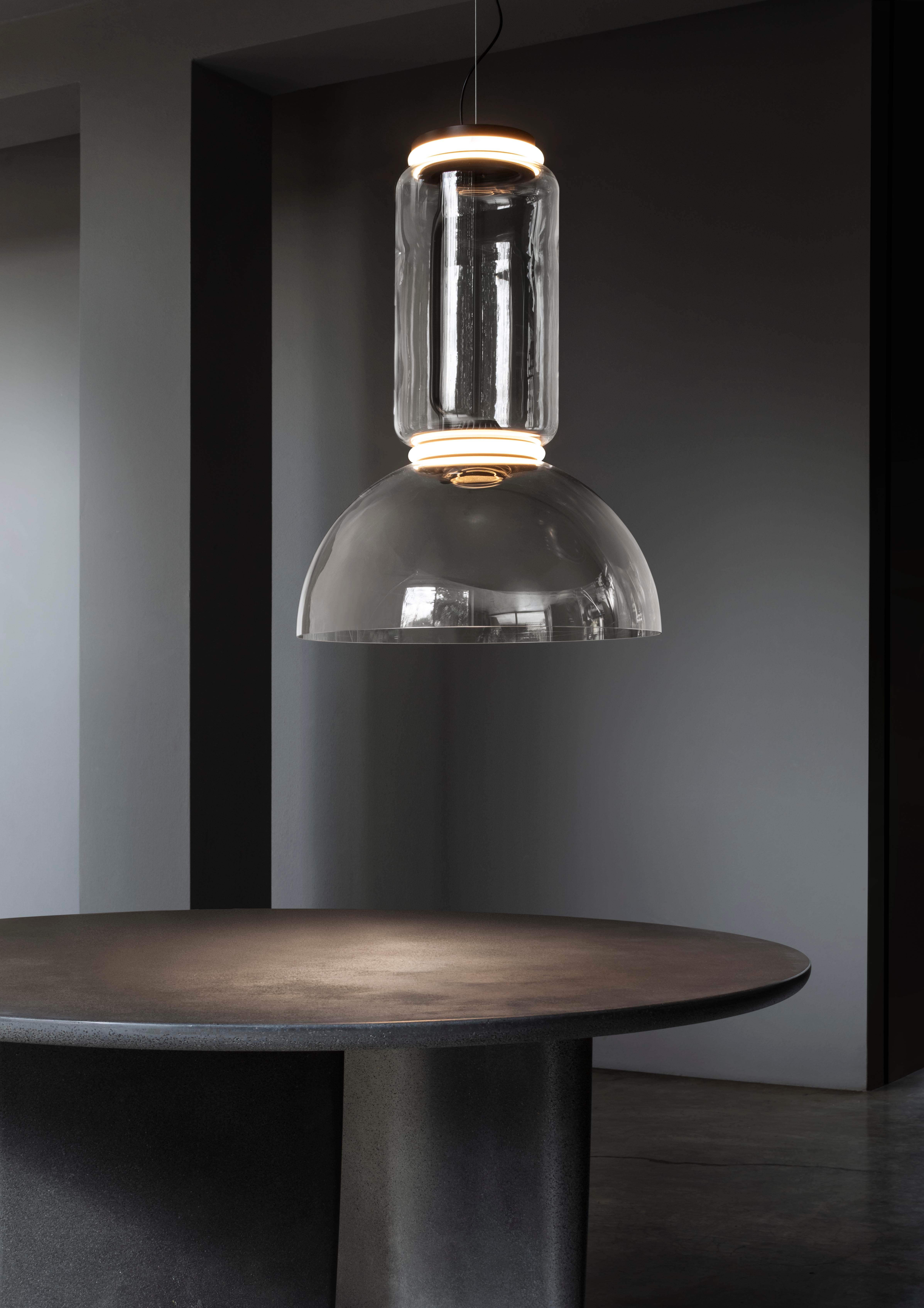 Modern Flos Noctambule Pendant Light with 2 Cylinders and Bowl by Konstantin Grcic For Sale