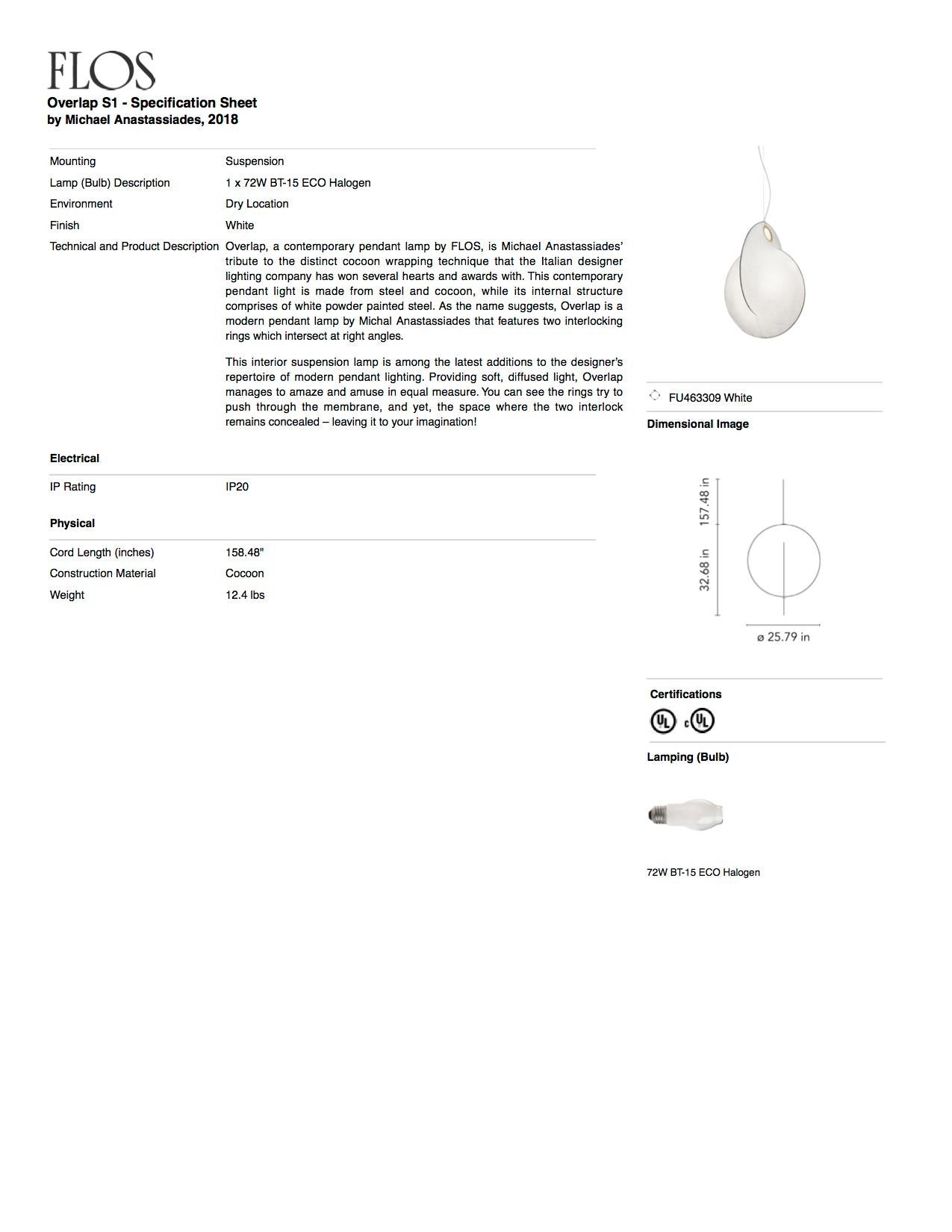 Contemporary FLOS Overlap S1 Suspension Light by Michael Anastassiades For Sale