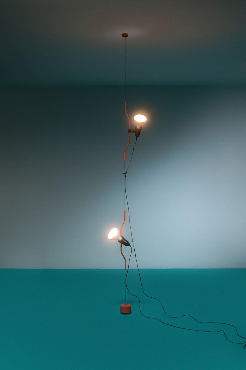 Flos Parentesi 50 Pendant Light in Orange by Achille Castiglioni and Pio Manzu In Excellent Condition For Sale In Brooklyn, NY