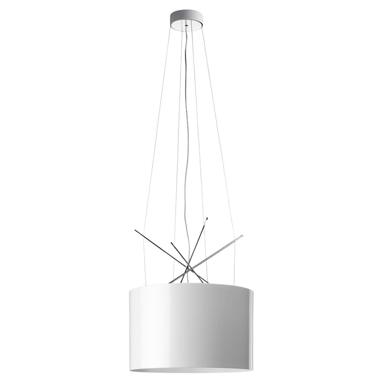 Flos Ray Suspension Lights in Glossy White by Rodolfo Dordoni