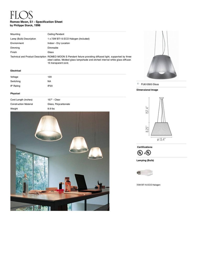 FLOS Romeo Moon S1 Pendant Light by Philippe Starck For Sale at 1stDibs