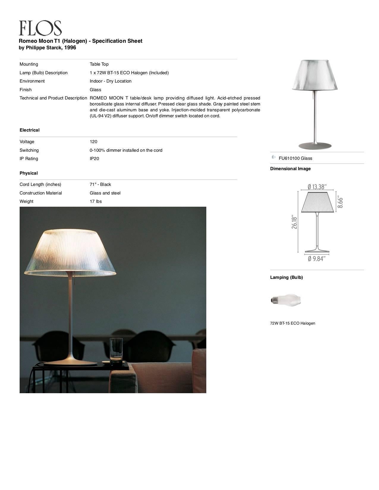 FLOS Romeo Moon T1 Halogen Table Lamp by Philippe Starck 1