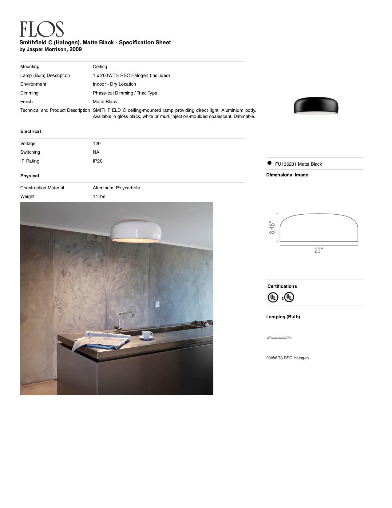 Lámpara Flos Smithfield C LED 3000 K Sconce de Jasper Morrison en venta 3