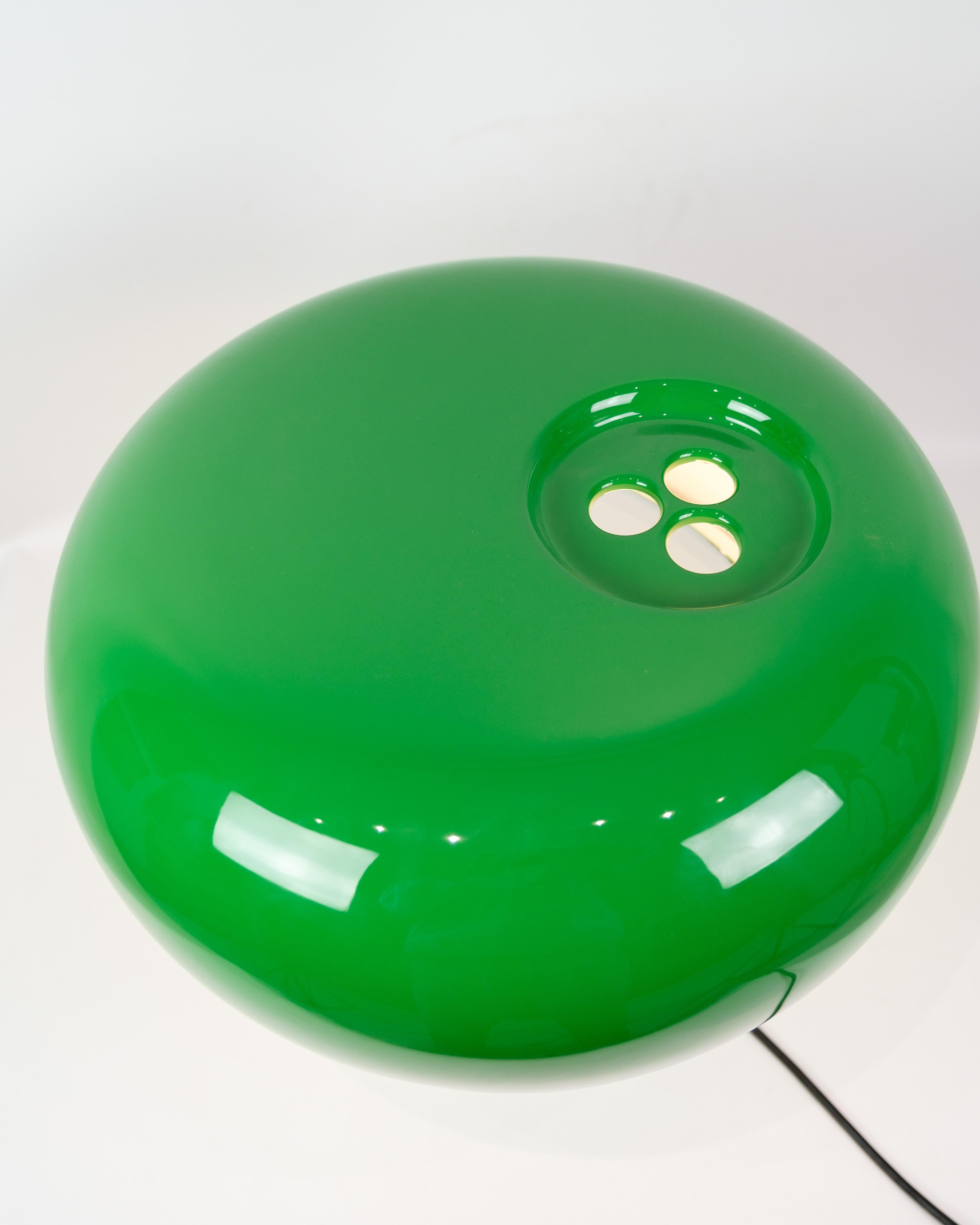 Modern Flos Snoopy Table Lamp With White Marble Base & Green Shade By Achille For Flos
