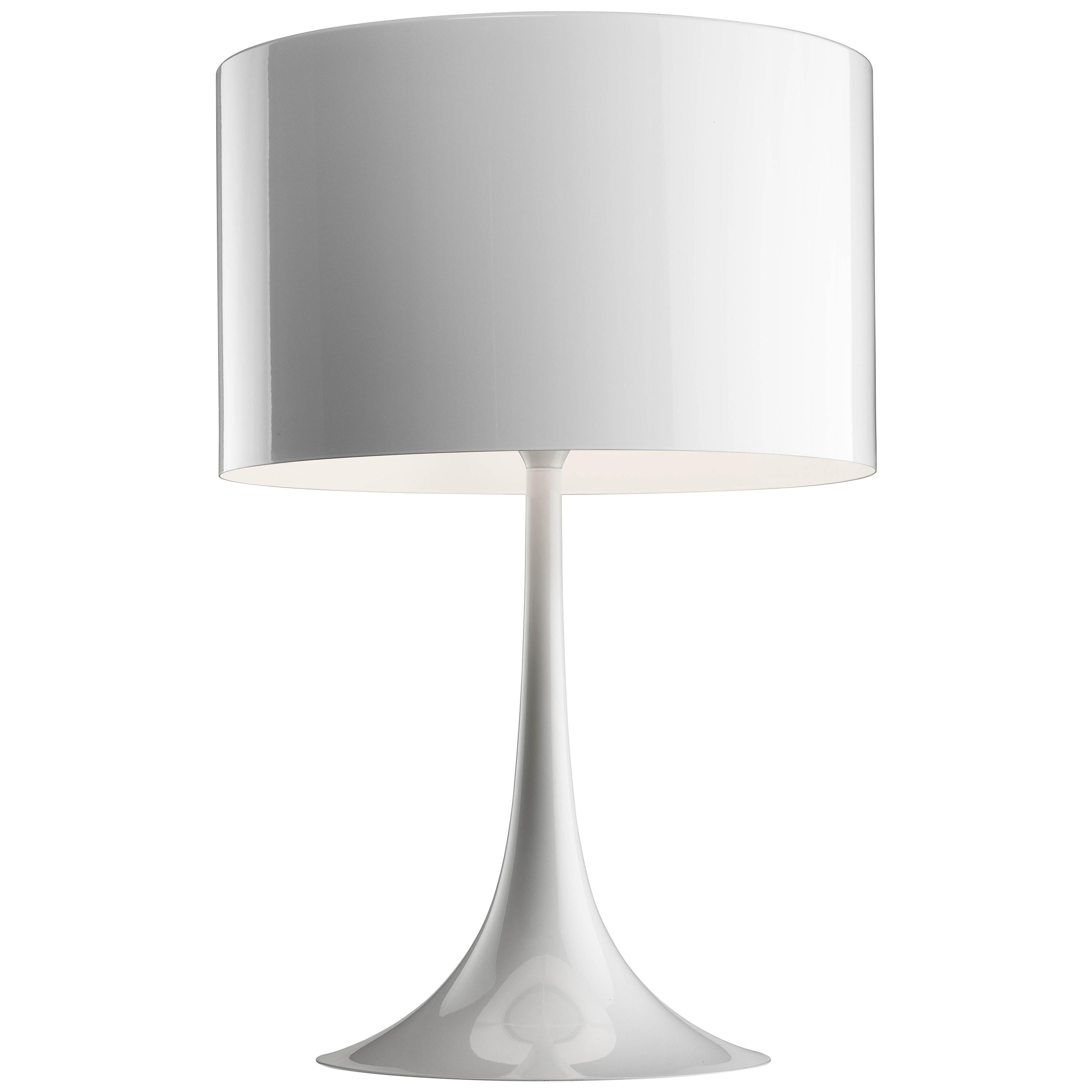 Lampe de bureau halogène T2 filé FLOS en blanc brillant par Sebastian Wrong