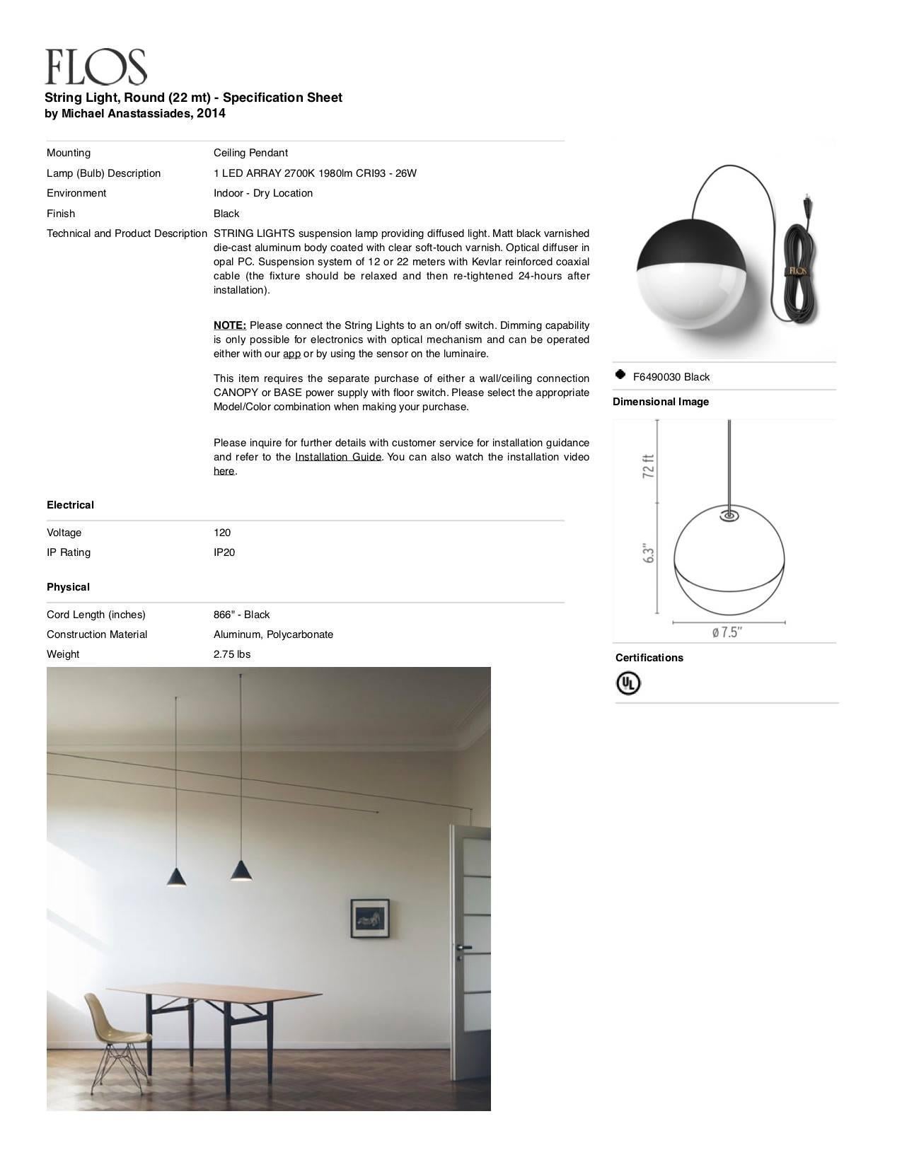 Contemporary Flos Round String Light with Canopy by Michael Anastassiades
