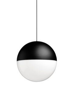 FLOS String Round Light in Black (12 m) with Base by Michael Anastassiades