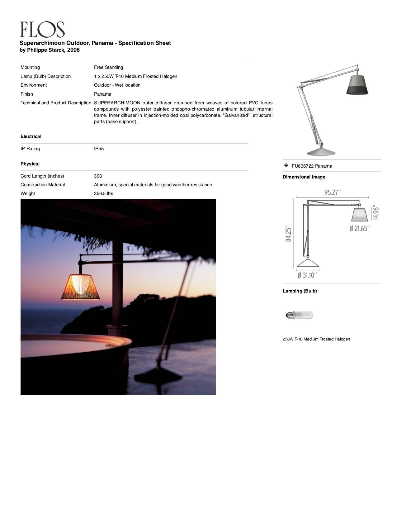 FLOS Superarchimoon Stehlampe für den Außenbereich in Panama von Philippe Starck (Aluminium) im Angebot