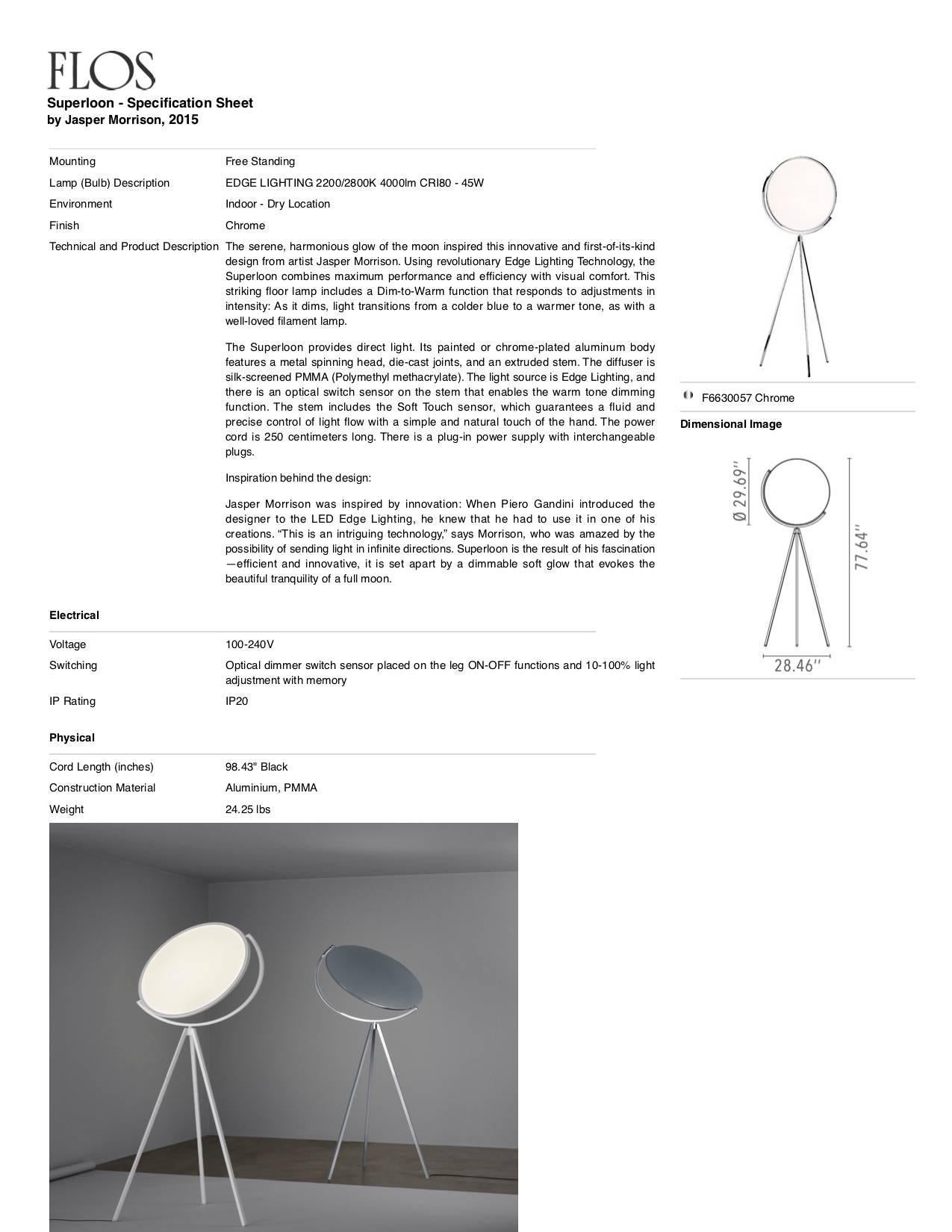 FLOS Superloon Stehlampe in Chrom von Jasper Morrison im Angebot 2