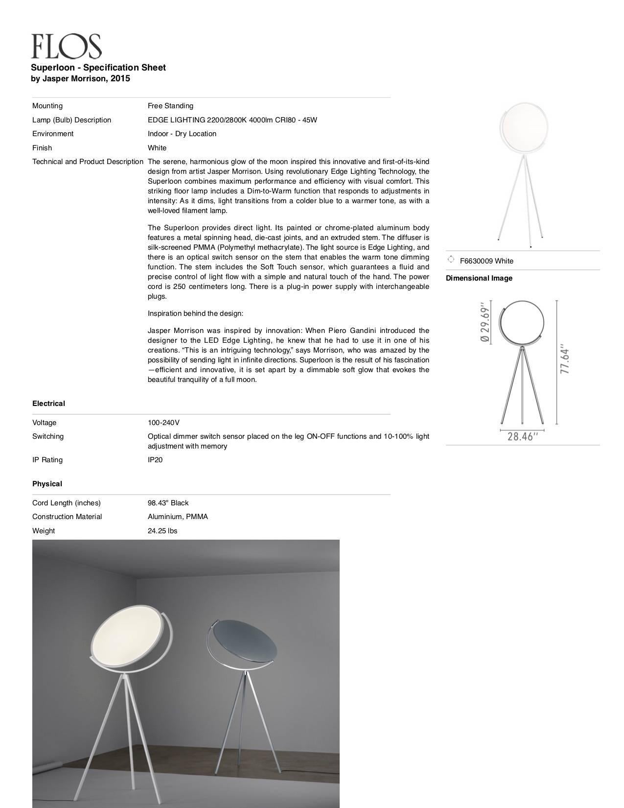 Lampadaire FLOS Superloon blanc en blanc par Jasper Morrison en vente 3