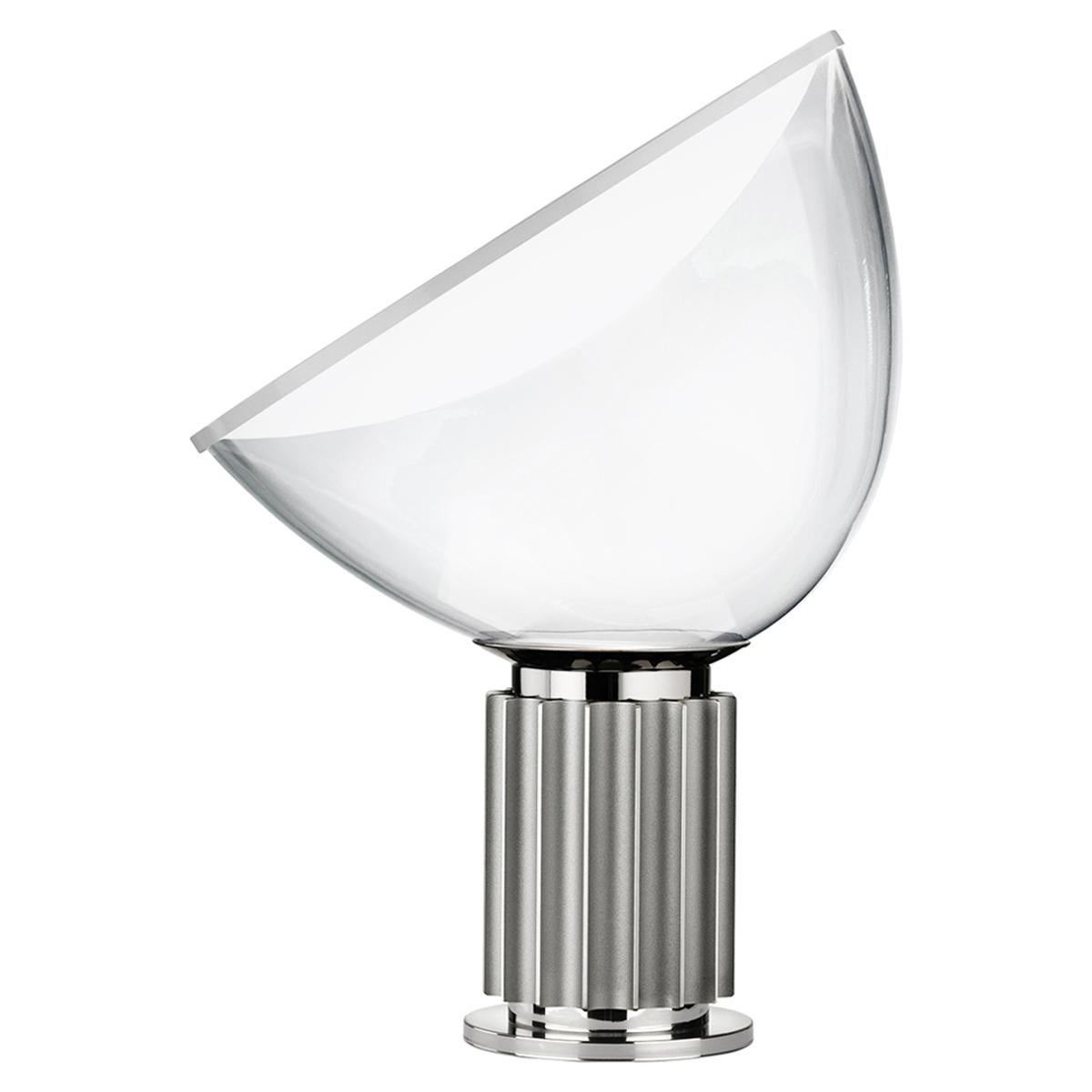 FLOS Taccia Small Table Lamp in Silver by Achille & Pier Giacomo Castiglioni For Sale