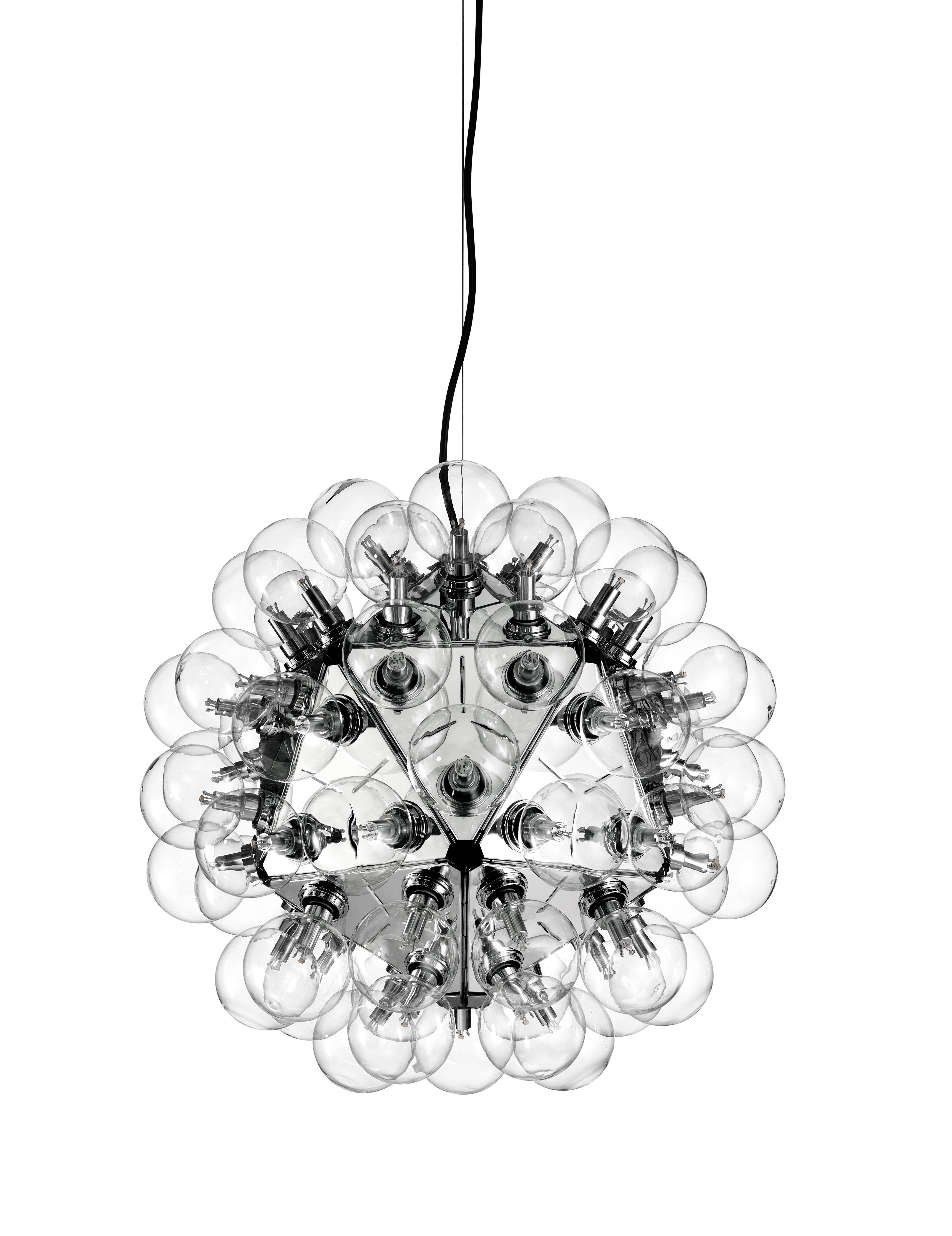 Based on the original Taraxacum created in 1960, the Taraxacum 88 reflects the iconic design’s 1988 update and includes a mixture of deep incandescent lighting and cool, polished aluminum triangles.

Designed by master Achille Castiglioni, this