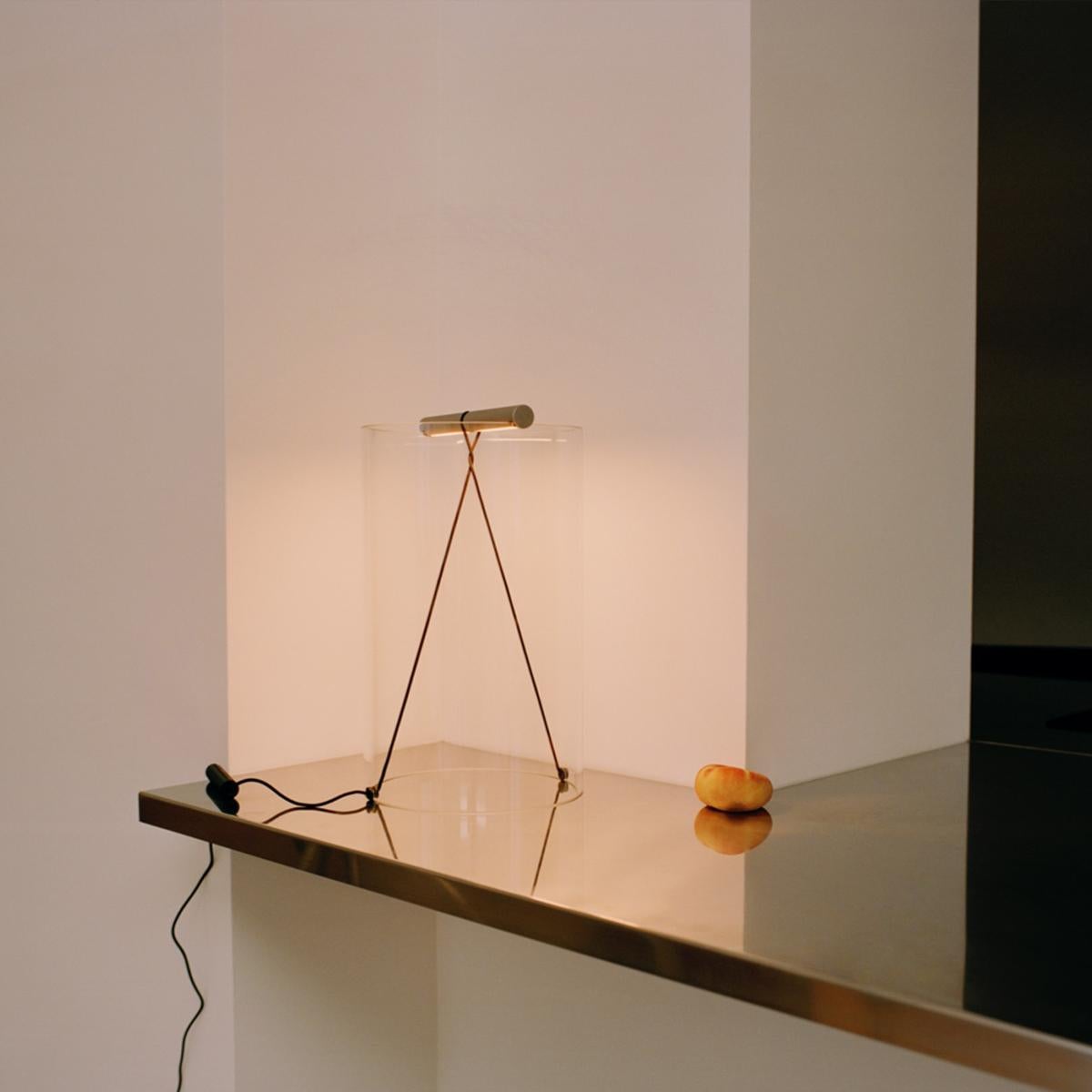 Glass Flos To-Tie T2 Table Lamp in Anodized Natural by Guglielmo Poletti