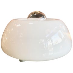 Vintage Flos White Hand Blown Murano Glass Table Lamp, Italy Space Age