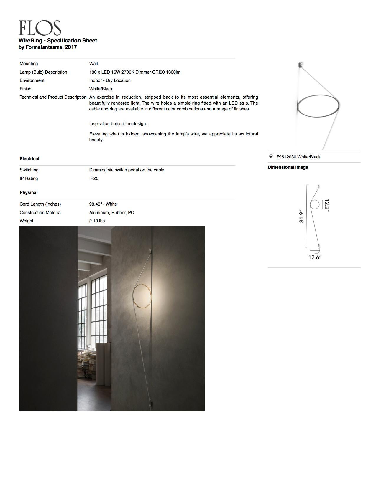 Contemporary FLOS Wirering Wall Light in White and Gold by Formafantasma