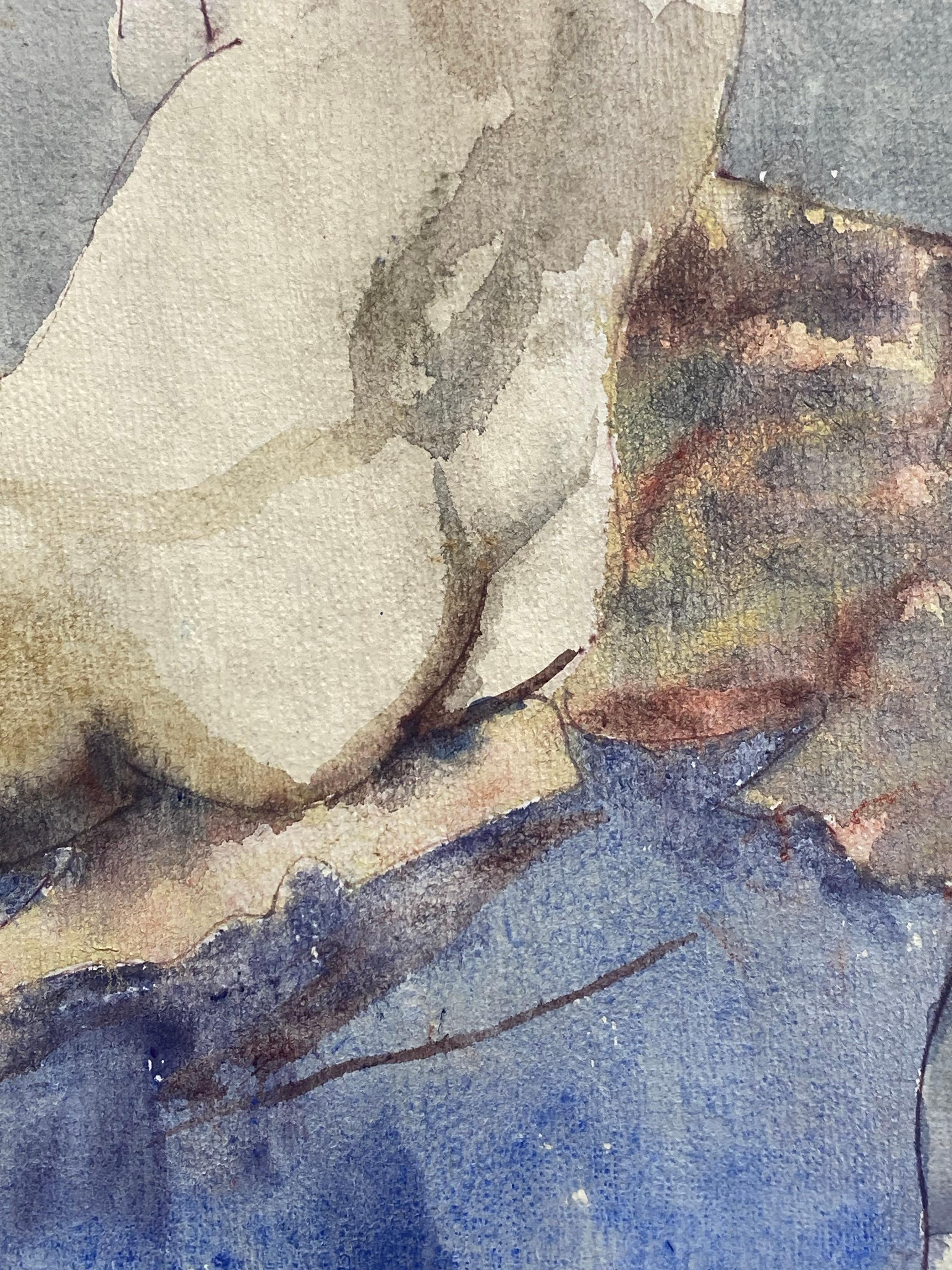 Floss Romm Dworkin ruhender weiblicher Akt, Aquarell, Floss Romm im Zustand „Gut“ im Angebot in Garnerville, NY